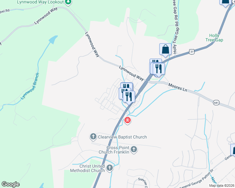 map of restaurants, bars, coffee shops, grocery stores, and more near 1330 Moher Boulevard in Franklin