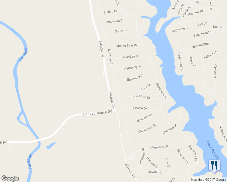 map of restaurants, bars, coffee shops, grocery stores, and more near 248 Shawnee Drive in Louisburg