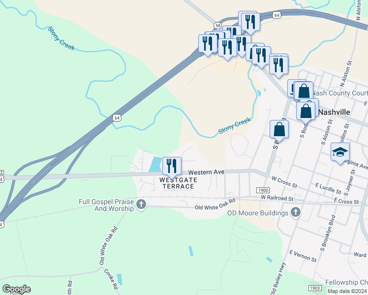 map of restaurants, bars, coffee shops, grocery stores, and more near 516 Amerson Court in Nashville