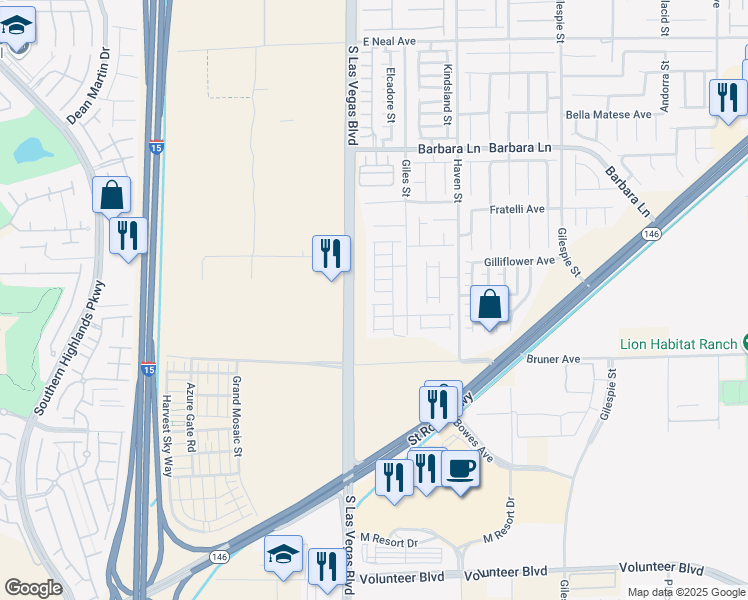 map of restaurants, bars, coffee shops, grocery stores, and more near 24 Manor Hill Avenue in Las Vegas