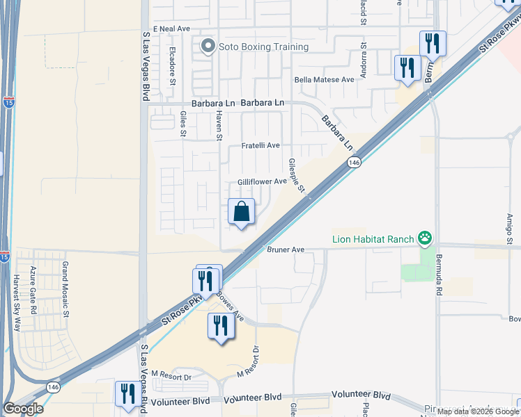 map of restaurants, bars, coffee shops, grocery stores, and more near 12012 White Lilly Street in Las Vegas