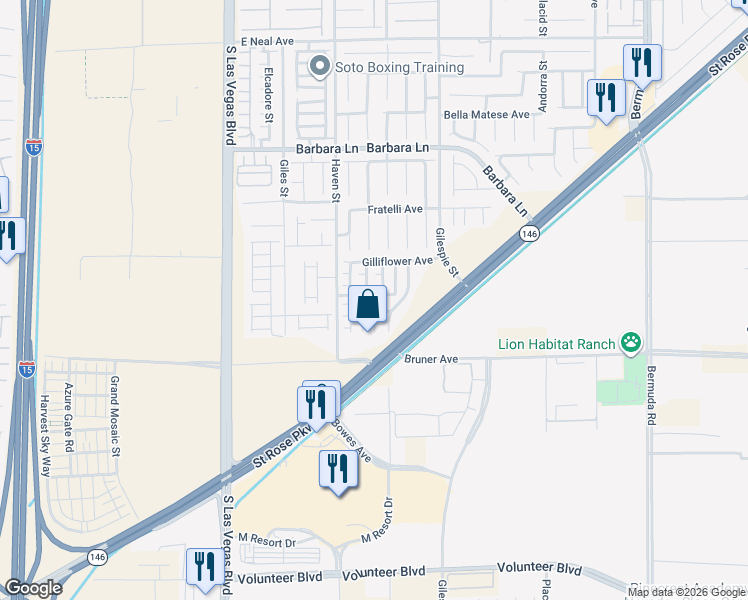map of restaurants, bars, coffee shops, grocery stores, and more near 122 Solidago Avenue in Las Vegas
