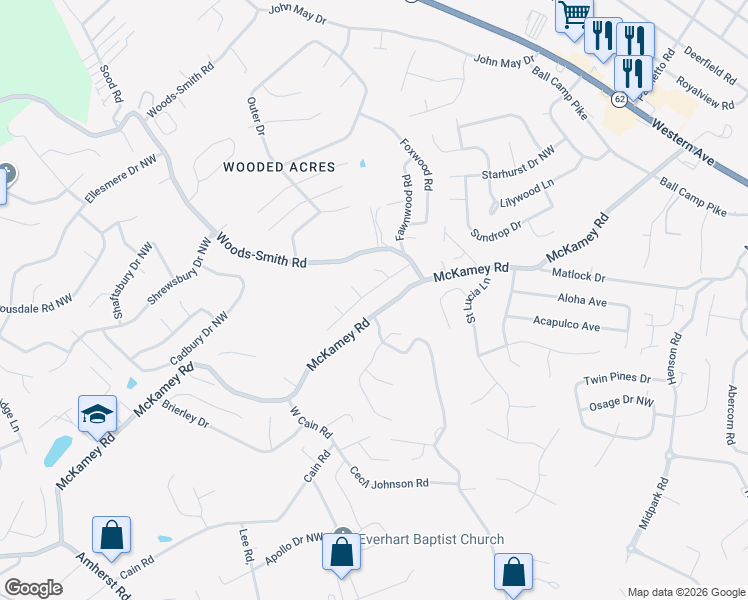 map of restaurants, bars, coffee shops, grocery stores, and more near 5832 Solar Drive in Knoxville