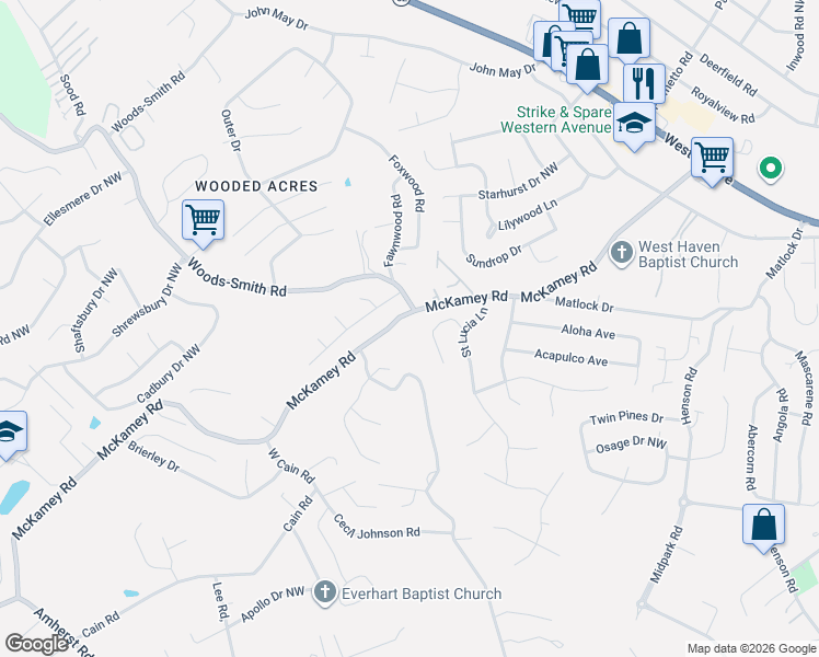 map of restaurants, bars, coffee shops, grocery stores, and more near 5942 Aruba Lane in Knoxville