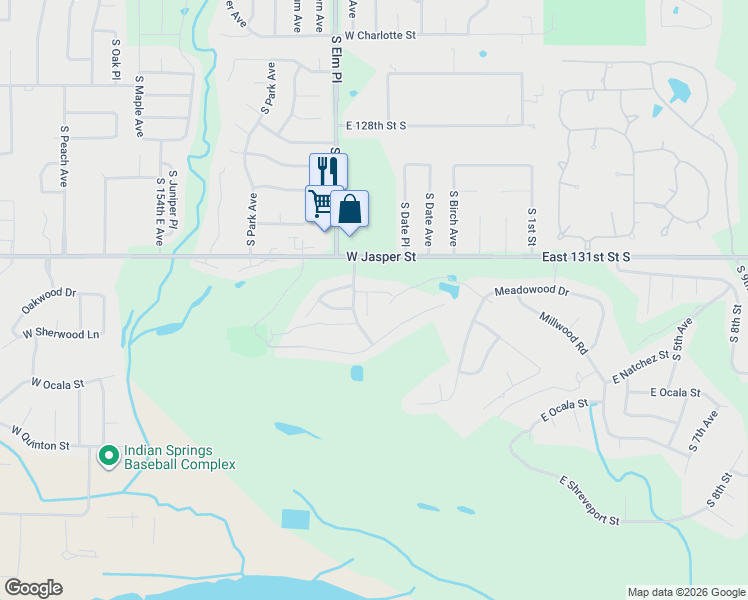 map of restaurants, bars, coffee shops, grocery stores, and more near 412 Fairway Court in Broken Arrow