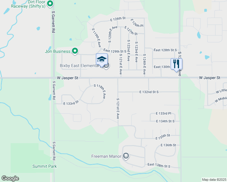 map of restaurants, bars, coffee shops, grocery stores, and more near 13150 South 121st East Avenue in Broken Arrow