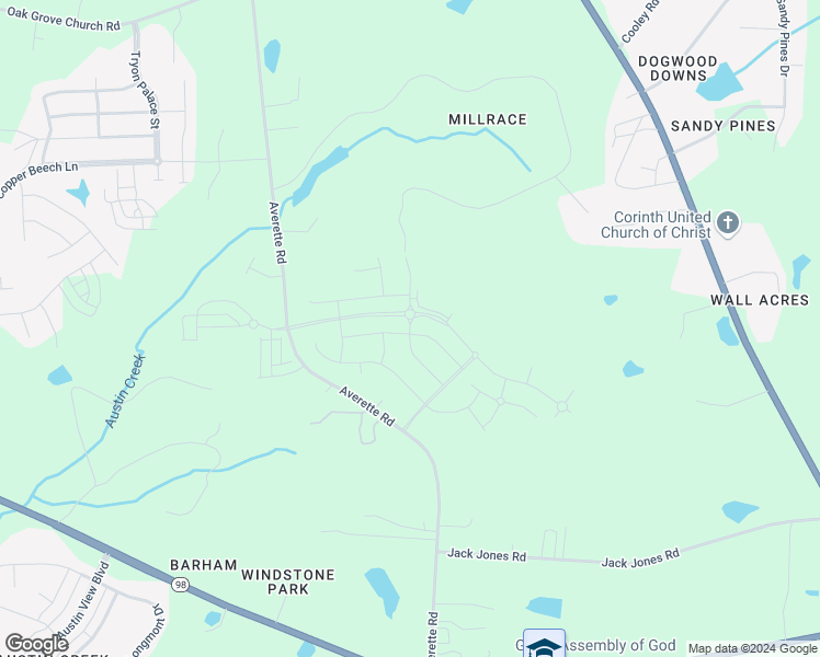 map of restaurants, bars, coffee shops, grocery stores, and more near 5556 Mill Dam Road in Wake Forest