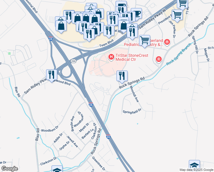 map of restaurants, bars, coffee shops, grocery stores, and more near 800 Great Circle in Smyrna