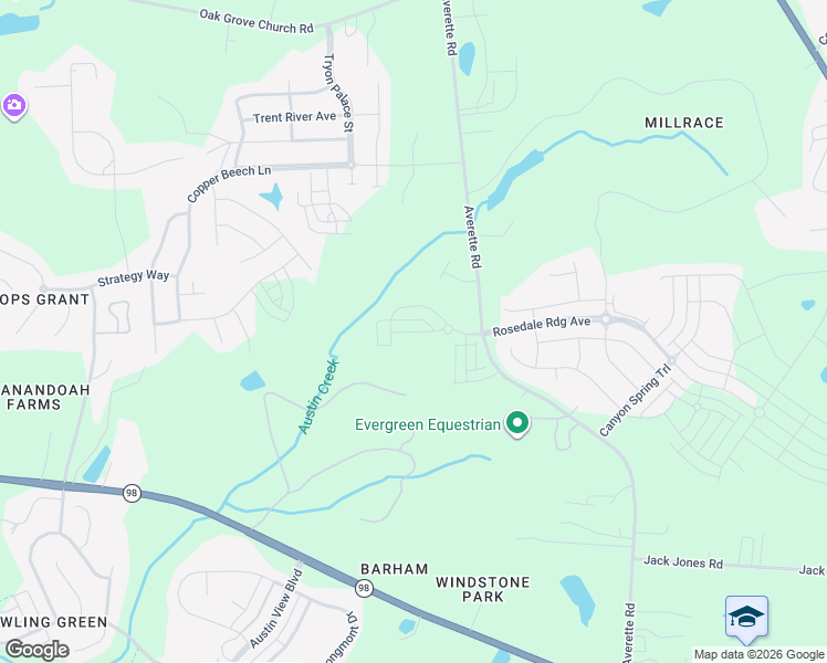 map of restaurants, bars, coffee shops, grocery stores, and more near 7225 Winding Way in Wake Forest