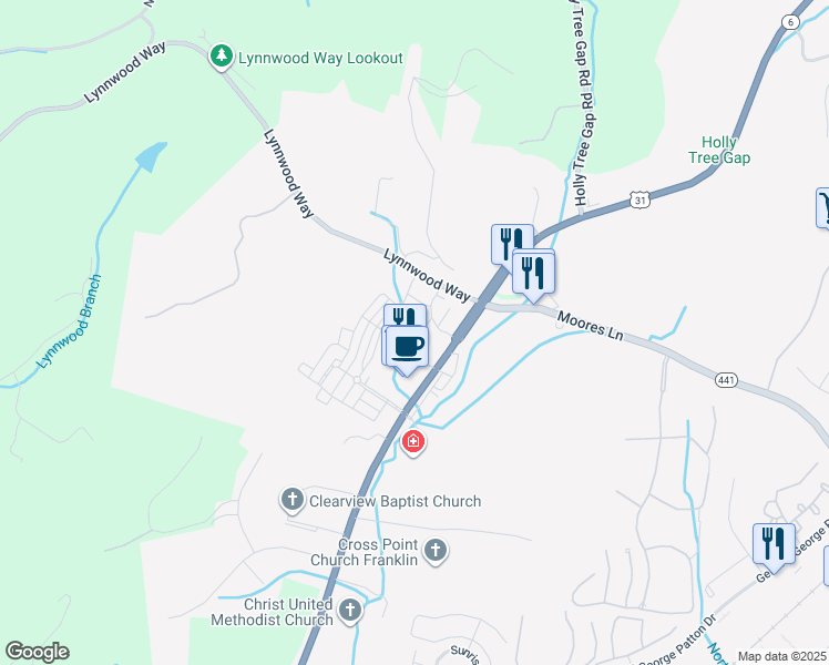 map of restaurants, bars, coffee shops, grocery stores, and more near 1261 Danton Boulevard in Franklin