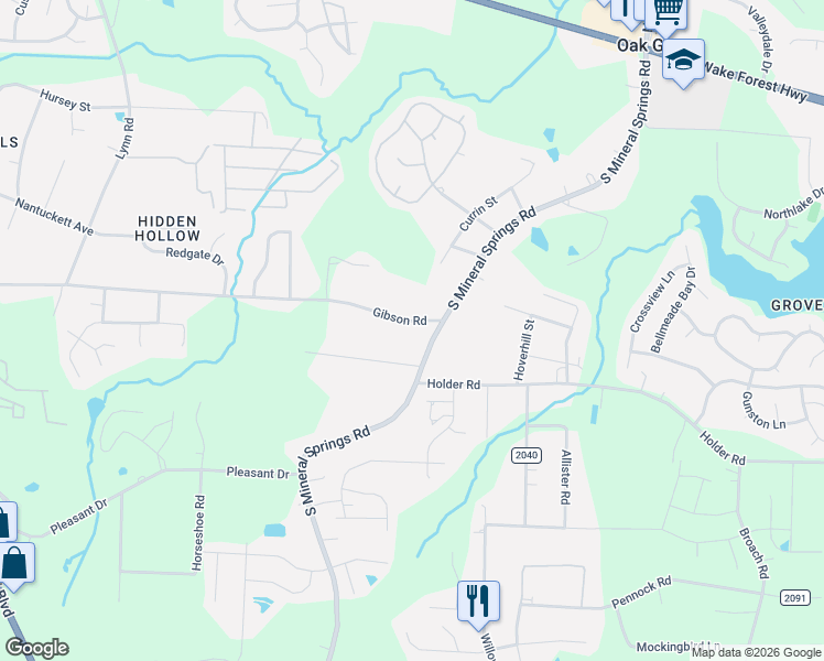 map of restaurants, bars, coffee shops, grocery stores, and more near 622 South Mineral Springs Road in Durham