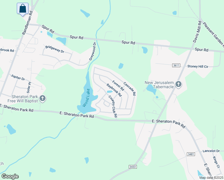 map of restaurants, bars, coffee shops, grocery stores, and more near 5507 Raybrook Road in Greensboro