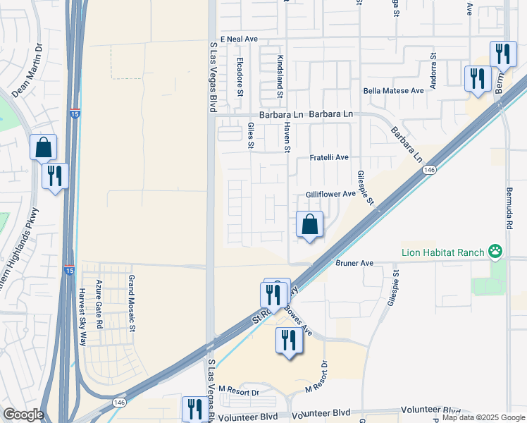 map of restaurants, bars, coffee shops, grocery stores, and more near 11926 Giles Street in Las Vegas