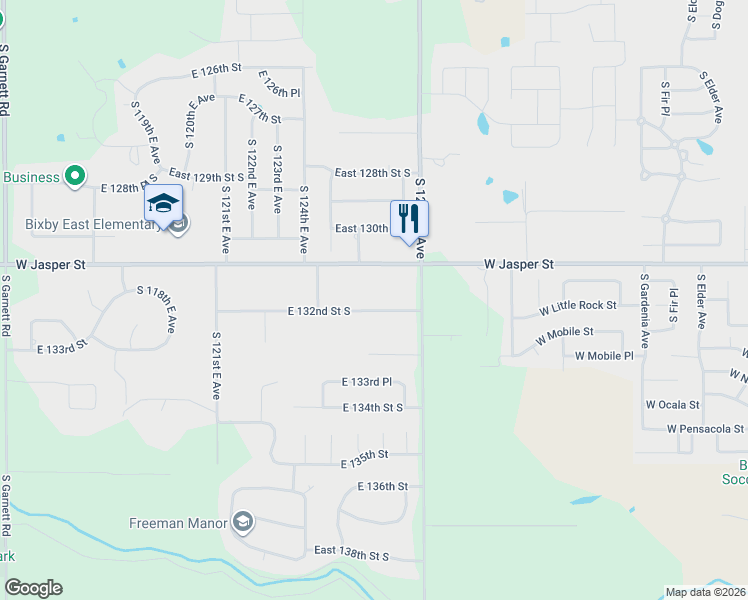 map of restaurants, bars, coffee shops, grocery stores, and more near 12705 East 132nd Street South in Broken Arrow