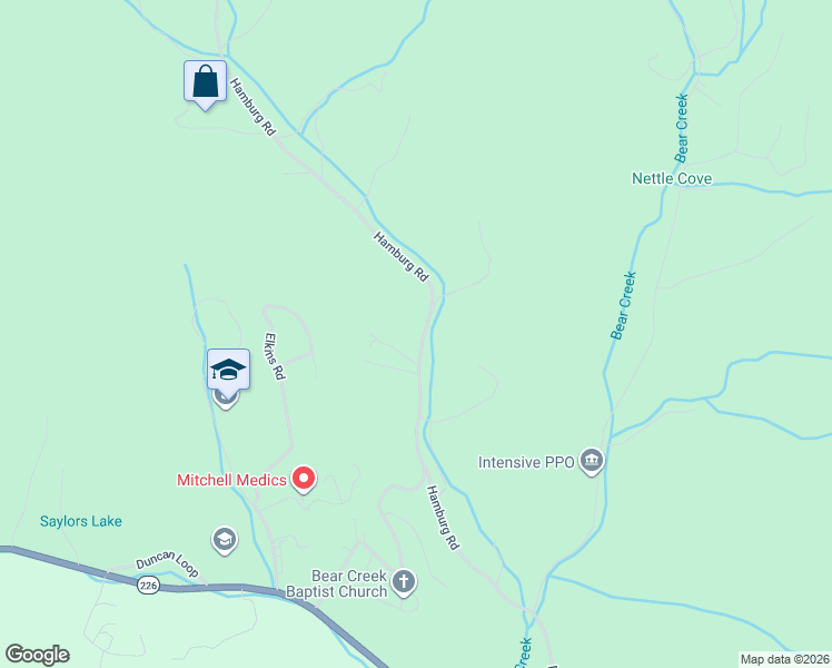 map of restaurants, bars, coffee shops, grocery stores, and more near 691 Hamburg Road in Bakersville