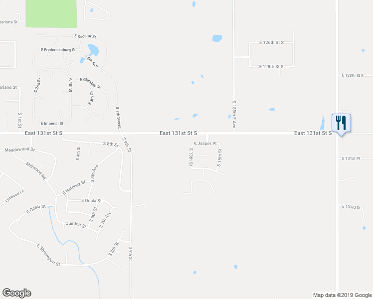 map of restaurants, bars, coffee shops, grocery stores, and more near 8004 South 13th Street in Broken Arrow