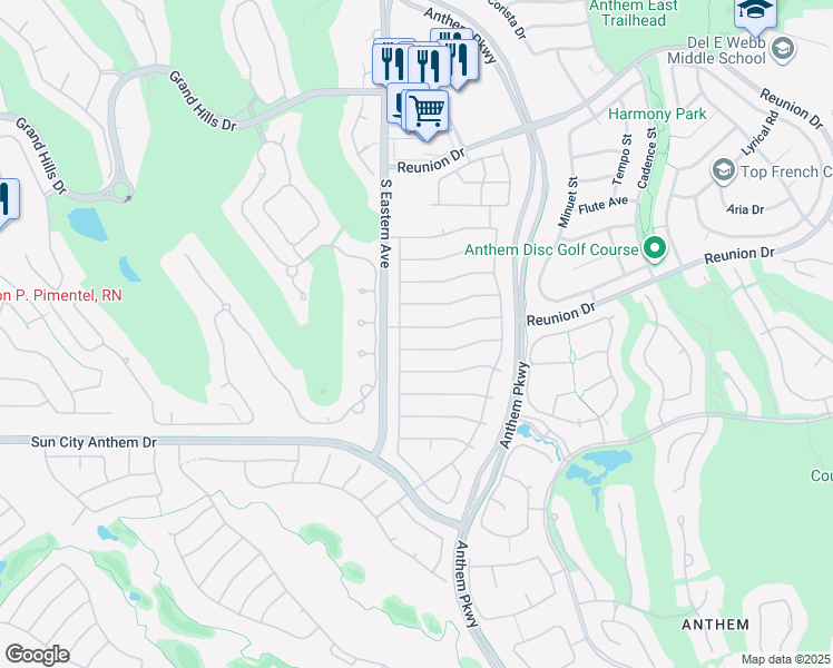 map of restaurants, bars, coffee shops, grocery stores, and more near 2581 Terrytown Avenue in Henderson