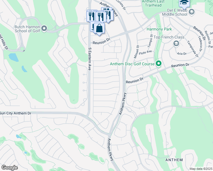 map of restaurants, bars, coffee shops, grocery stores, and more near 2557 Terrytown Avenue in Henderson