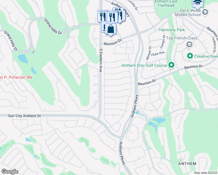 map of restaurants, bars, coffee shops, grocery stores, and more near 2581 Terrytown Avenue in Henderson