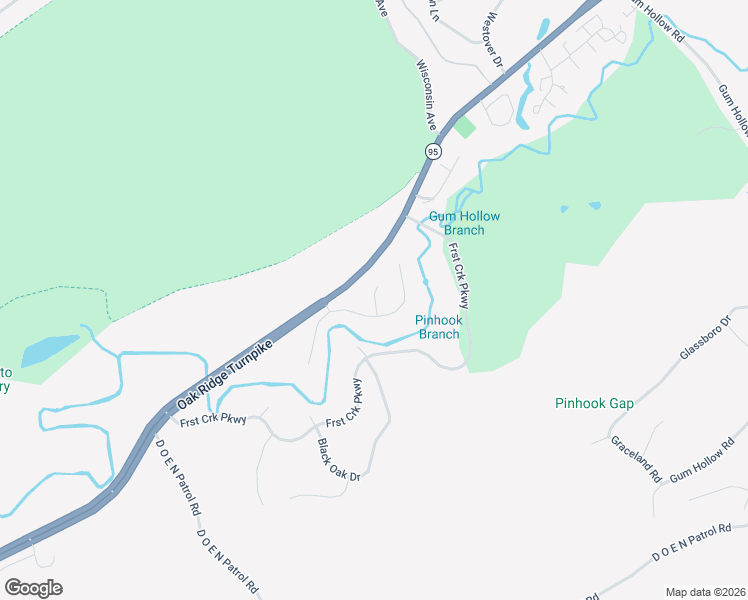map of restaurants, bars, coffee shops, grocery stores, and more near Shagbark Lane in Oak Ridge