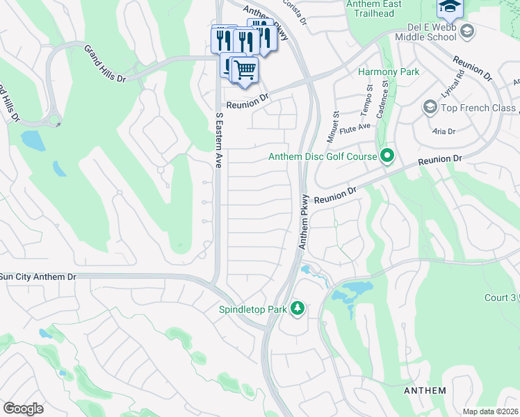 map of restaurants, bars, coffee shops, grocery stores, and more near 2557 Terrytown Avenue in Henderson