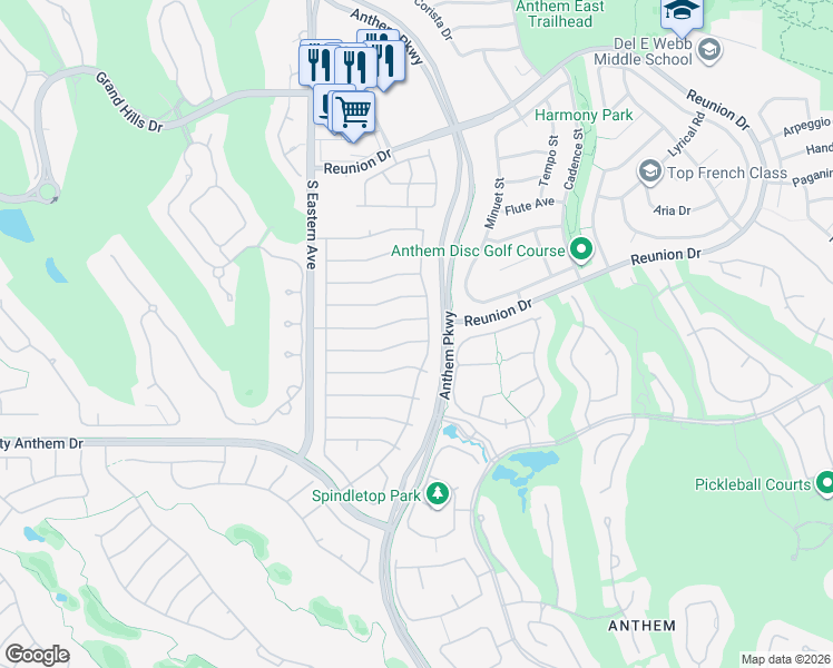 map of restaurants, bars, coffee shops, grocery stores, and more near 2525 Terrytown Avenue in Henderson