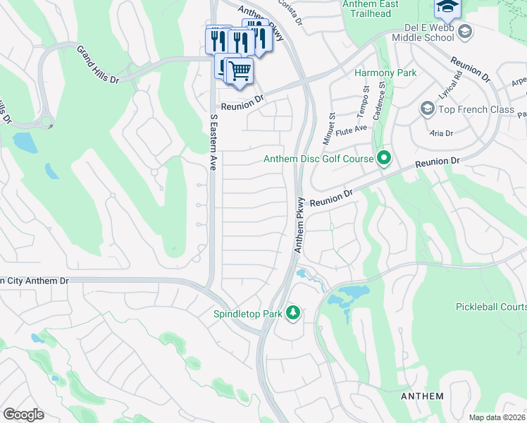 map of restaurants, bars, coffee shops, grocery stores, and more near 2552 Terrytown Avenue in Henderson