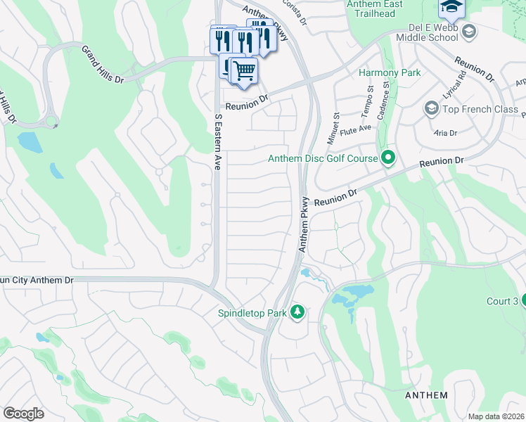 map of restaurants, bars, coffee shops, grocery stores, and more near 2552 Terrytown Avenue in Henderson