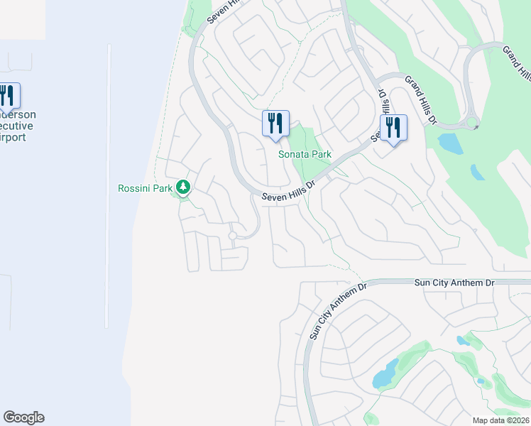 map of restaurants, bars, coffee shops, grocery stores, and more near 1501 Vía Cassia in Henderson