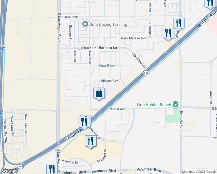 map of restaurants, bars, coffee shops, grocery stores, and more near 11932 Jersey Lilly Street in Las Vegas
