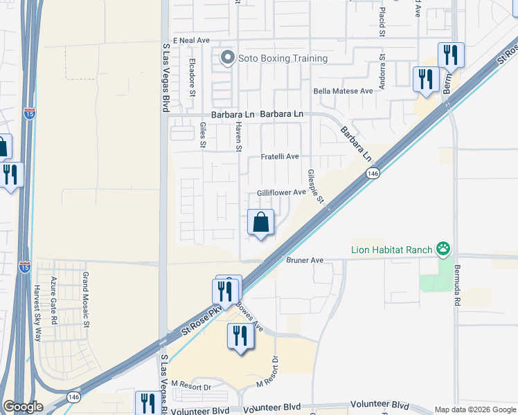 map of restaurants, bars, coffee shops, grocery stores, and more near 122 Tansy Court in Las Vegas