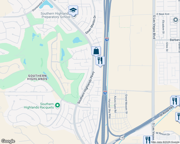 map of restaurants, bars, coffee shops, grocery stores, and more near 11950 Whitehills Street in Las Vegas