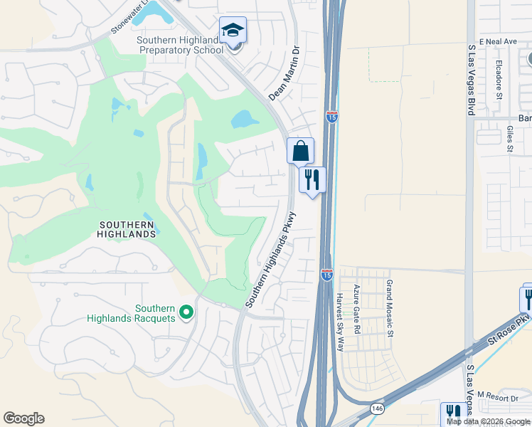 map of restaurants, bars, coffee shops, grocery stores, and more near 3331 Alpine Lily Drive in Las Vegas