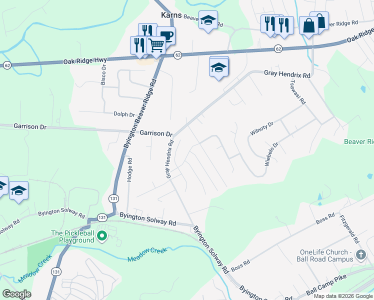 map of restaurants, bars, coffee shops, grocery stores, and more near 8313 Ivory Tower Drive in Knoxville