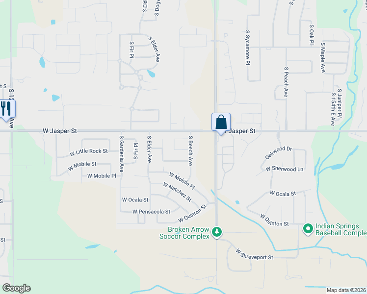 map of restaurants, bars, coffee shops, grocery stores, and more near 7906 South Chestnut Avenue in Broken Arrow