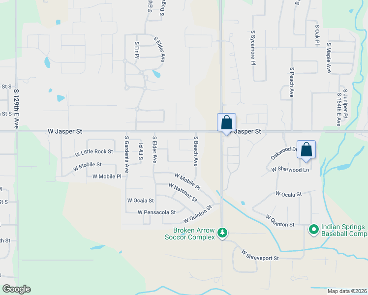 map of restaurants, bars, coffee shops, grocery stores, and more near 7906 South Chestnut Avenue in Broken Arrow