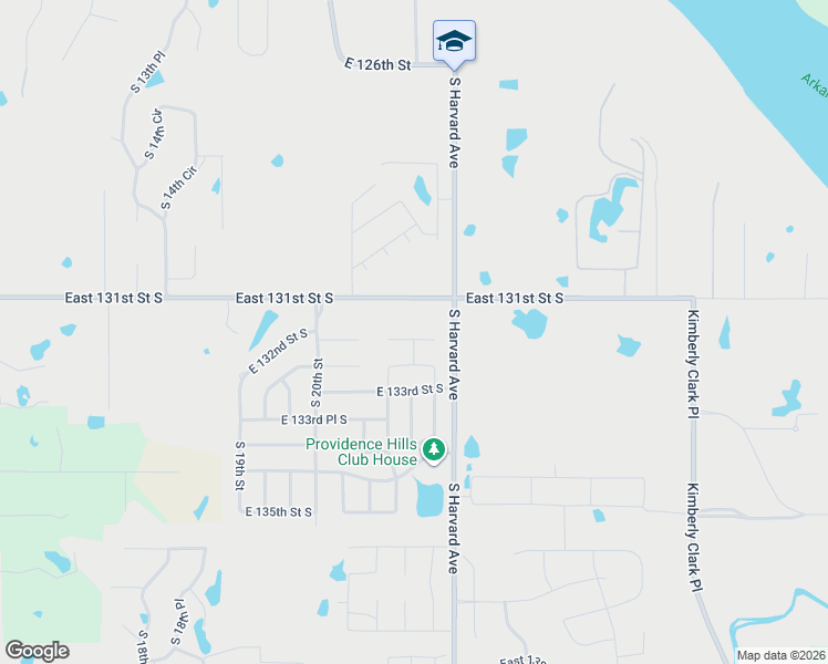 map of restaurants, bars, coffee shops, grocery stores, and more near 2131 East 132nd Street South in Bixby