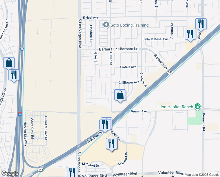 map of restaurants, bars, coffee shops, grocery stores, and more near 11945 Haven Street in Las Vegas