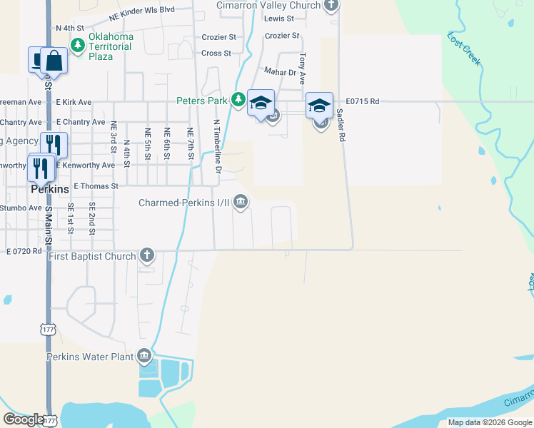 map of restaurants, bars, coffee shops, grocery stores, and more near 204 Harry Hill Drive in Perkins