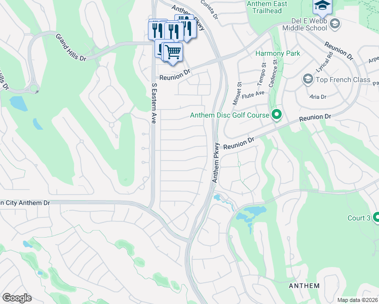 map of restaurants, bars, coffee shops, grocery stores, and more near 2552 Terrytown Avenue in Henderson