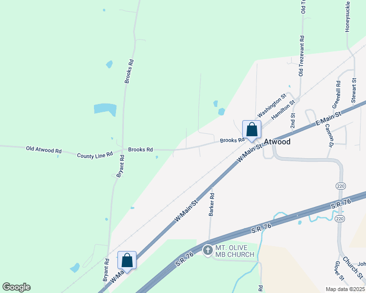 map of restaurants, bars, coffee shops, grocery stores, and more near 310 Brooks Road in Atwood