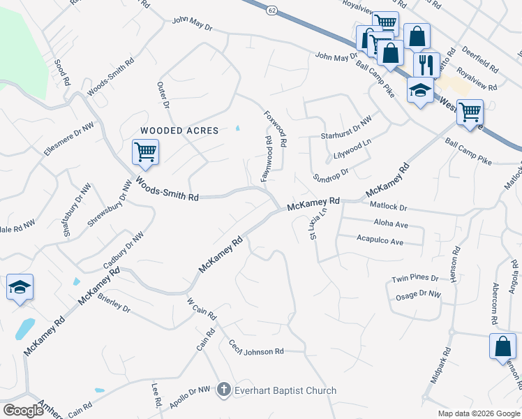 map of restaurants, bars, coffee shops, grocery stores, and more near 5804 Solar Drive in Knoxville