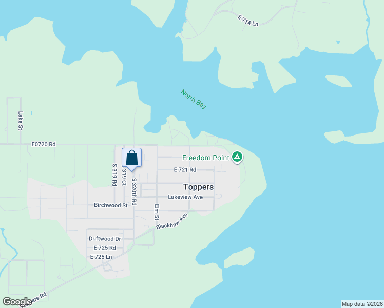 map of restaurants, bars, coffee shops, grocery stores, and more near 32262 East 720 Drive in Wagoner