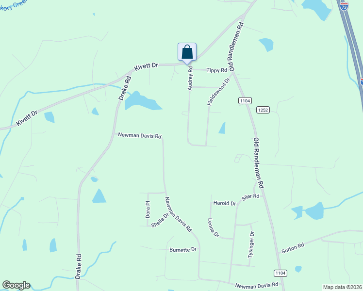 map of restaurants, bars, coffee shops, grocery stores, and more near 5326 Audrey Road in Greensboro