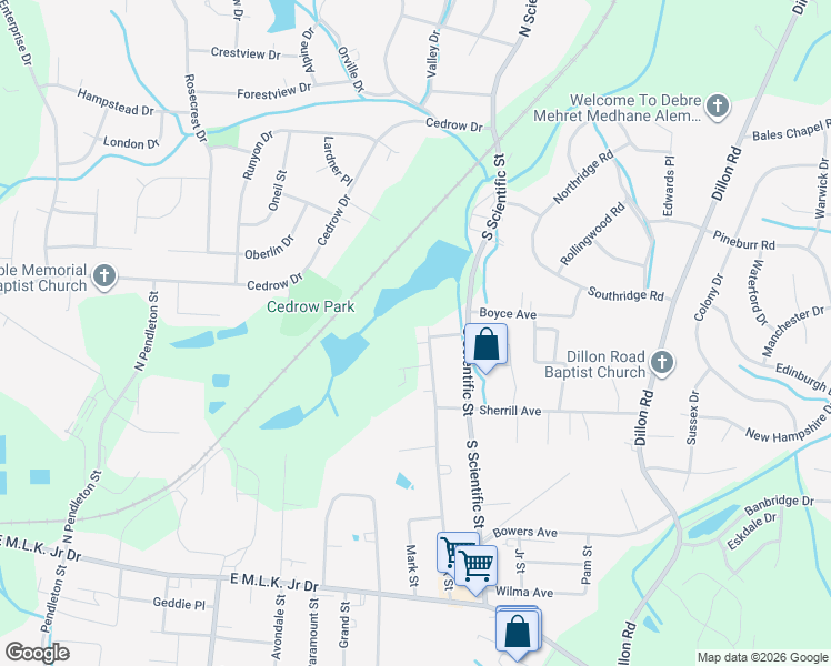 map of restaurants, bars, coffee shops, grocery stores, and more near 500 South Scientific Street in High Point
