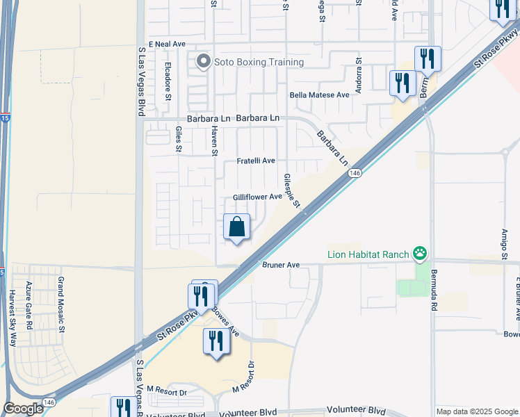 map of restaurants, bars, coffee shops, grocery stores, and more near 11938 Jersey Lilly Street in Las Vegas