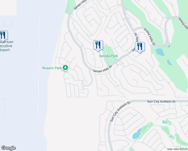 map of restaurants, bars, coffee shops, grocery stores, and more near 1501 Vía Cassia in Henderson