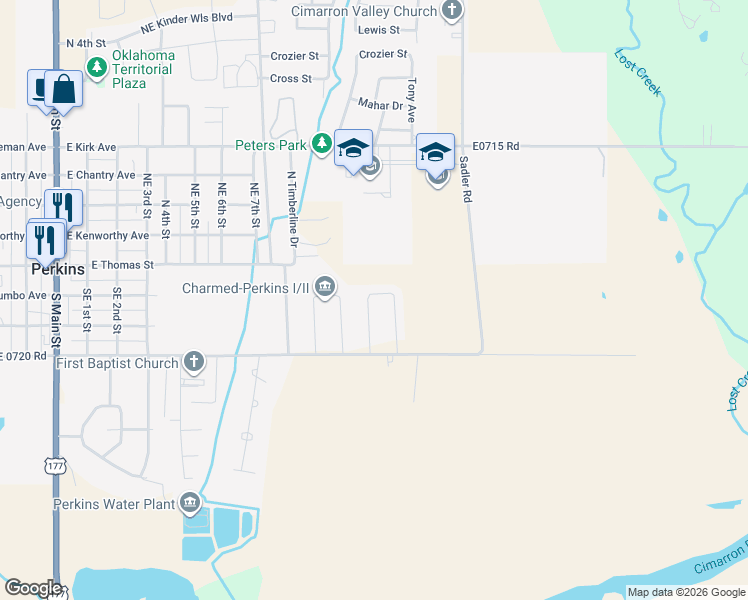 map of restaurants, bars, coffee shops, grocery stores, and more near 204 Harry Hill Drive in Perkins