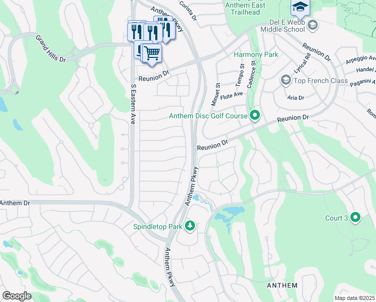 map of restaurants, bars, coffee shops, grocery stores, and more near 1510 Fieldbrook Street in Henderson