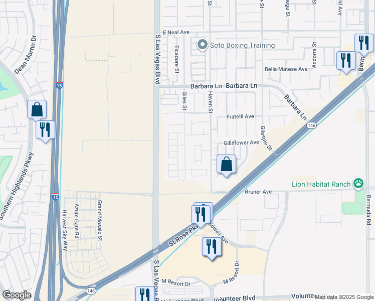 map of restaurants, bars, coffee shops, grocery stores, and more near 11934 Giles Street in Las Vegas